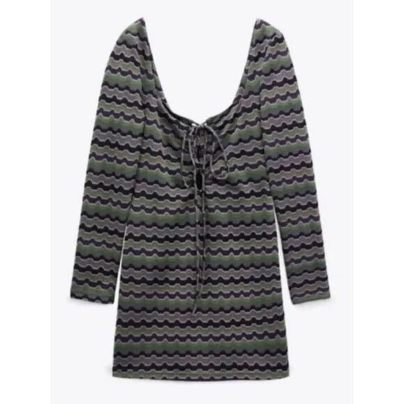 NEW ZARA Women’s Small Vintage Inspired 90's Geometric Knit Dress - Picture 4 of 6